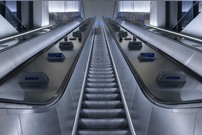 Framed Print : UK, England, London, escalator in the interior of Battersea Park tube station Framed Print : UK, England, London, escalator in the interior of Battersea Park tube station