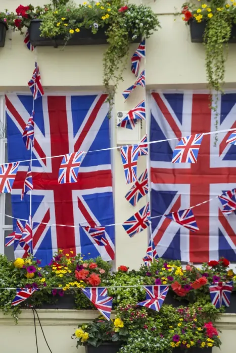 Framed Print : UK, England, London, Kensington, The Churchill Arms Pub with Union Jack bunting to