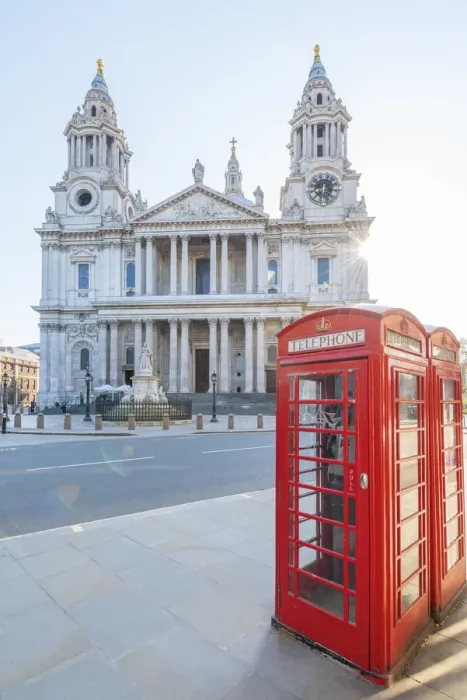 Framed Print : UK, England, London, Ludgate Hill, St. Pauls Cathedral, Red Telephone Box Framed Print : UK, England, London, Ludgate Hill, St. Pauls Cathedral, Red Telephone Box