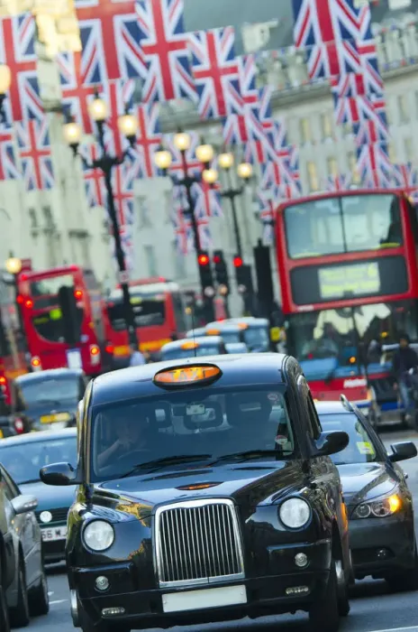 Framed Print : UK, England, London, Regent Street, Taxis and Union Jack Flags Framed Print : UK, England, London, Regent Street, Taxis and Union Jack Flags