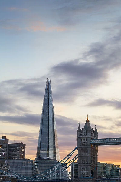 UK, England, London, The Shard, City Hall and Tower Bridge