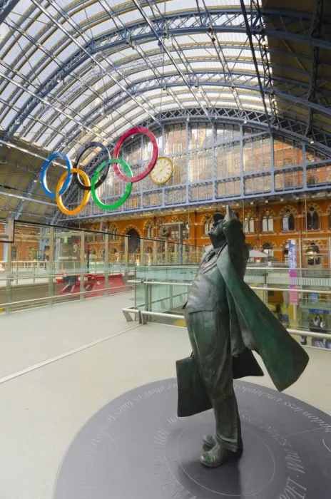 Framed Print : UK, England, London, St Pancras Railway Station, Olympic Rings