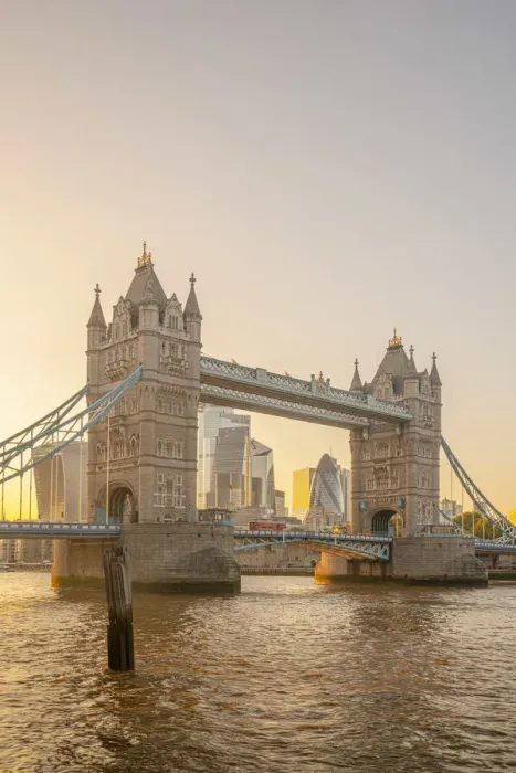 Framed Print : UK, England, London, Tower Bridge and City skyline beyond Framed Print : UK, England, London, Tower Bridge and City skyline beyond