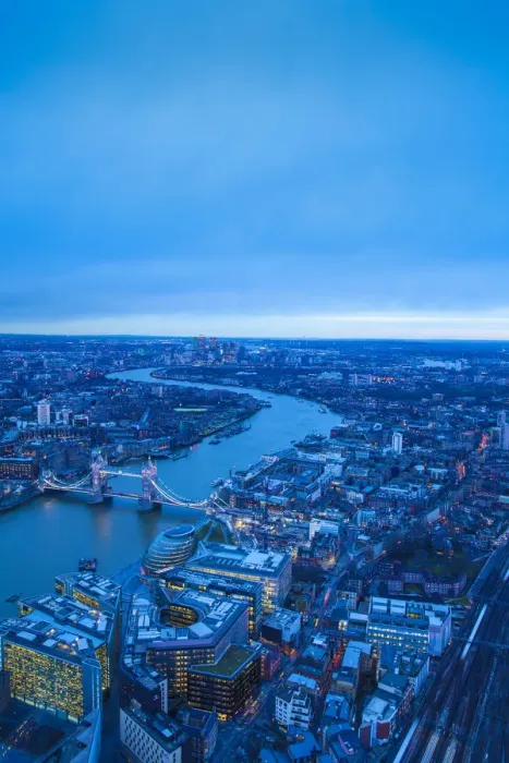 Framed Print : UK, England, London, View of London from The Shard, looking over Tower Bridge to Canary