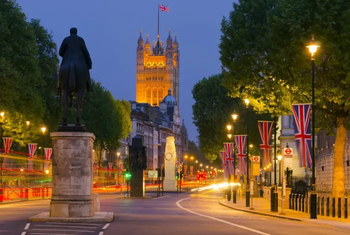 Framed Print : UK, England, London, Whitehall and Houses of Parliament Framed Print : UK, England, London, Whitehall and Houses of Parliament