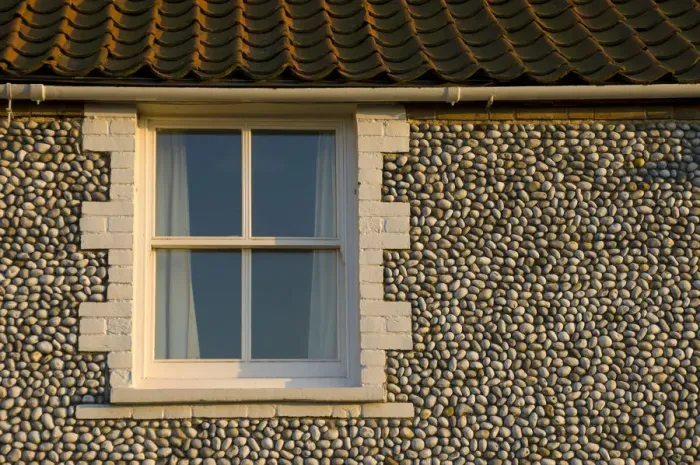 Framed Print : UK, England, Norfolk, Blakeney, Traditional flint walled houses
