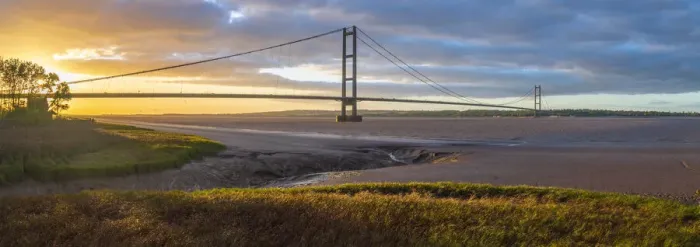 Framed Print : UK, England, North Lincolnshire, Barton-upon-Humber, Humber Bridge over the Humber Framed Print : UK, England, North Lincolnshire, Barton-upon-Humber, Humber Bridge over the Humber