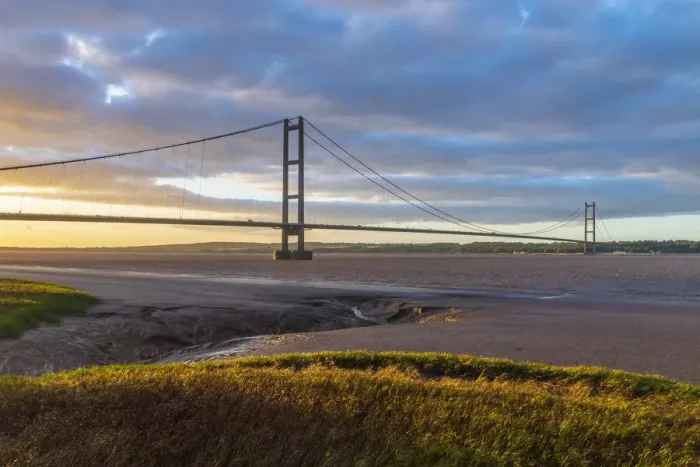Framed Print : UK, England, North Lincolnshire, Barton-upon-Humber, Humber Bridge over the Humber Framed Print : UK, England, North Lincolnshire, Barton-upon-Humber, Humber Bridge over the Humber