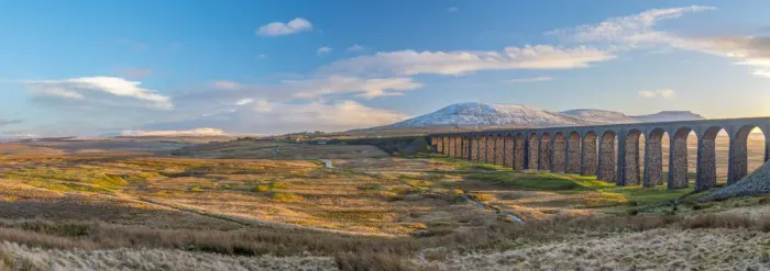 Framed Print : UK, England, North Yorkshire, Ribblehead Viaduct and Ingleborough mountain, one of Framed Print : UK, England, North Yorkshire, Ribblehead Viaduct and Ingleborough mountain, one of