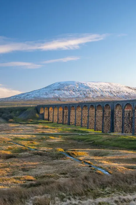 Framed Print : UK, England, North Yorkshire, Ribblehead Viaduct and Ingleborough mountain, one of Framed Print : UK, England, North Yorkshire, Ribblehead Viaduct and Ingleborough mountain, one of