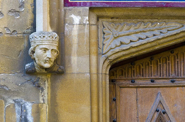 UK, England, Oxford, University of Oxford, Bodleian Library, doorway carving