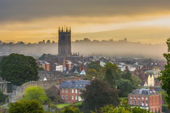 Framed Print : UK, England, Shropshire, Ludlow, St Laurences Church at sunrise Framed Print : UK, England, Shropshire, Ludlow, St Laurences Church at sunrise