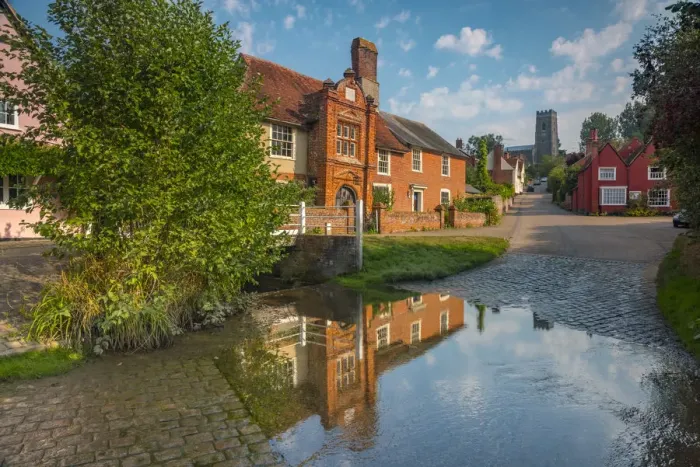 Framed Print : UK, England, Suffolk, Kersey, Church Hill, St Marys Church, The Old River House Framed Print : UK, England, Suffolk, Kersey, Church Hill, St Marys Church, The Old River House