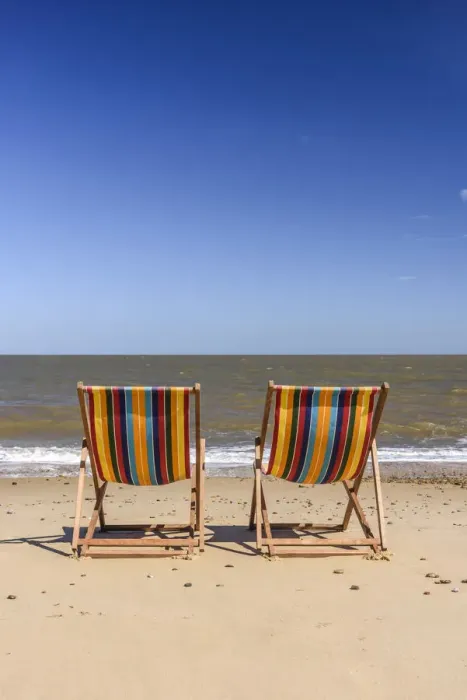 Framed Print : UK, England, Suffolk, Southwold, Southwold Beach, Deckchairs Framed Print : UK, England, Suffolk, Southwold, Southwold Beach, Deckchairs