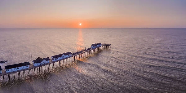 UK, England, Suffolk, Southwold, Southwold Pier at sunrise