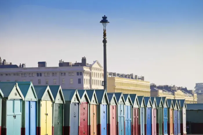 Framed Print : UK, England, Sussex, Hove, Beach huts