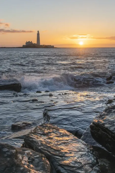 Framed Print : UK, England, Tyne and Wear, North Tyneside, Whitley Bay, St Marys Island, St. Marys Lighthouse at sunrise Framed Print : UK, England, Tyne and Wear, North Tyneside, Whitley Bay, St Marys Island, St. Marys Lighthouse at sunrise