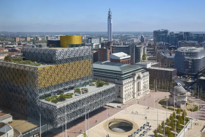 Framed Print : UK, England, West Midlands, Birmingham, View of Birmingham libary and Centenary Square Framed Print : UK, England, West Midlands, Birmingham, View of Birmingham libary and Centenary Square