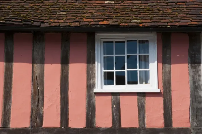 Framed Print : UK, Essex, Saffron Walden, woodframed house Framed Print : UK, Essex, Saffron Walden, woodframed house