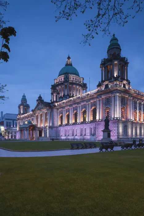 Framed Print : UK, Northern Ireland, Belfast, Belfast City Hall, exterior, dusk Framed Print : UK, Northern Ireland, Belfast, Belfast City Hall, exterior, dusk