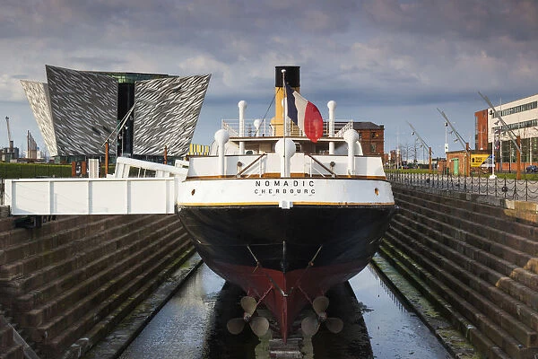 UK, Northern Ireland, Belfast, Belfast Docklands, Titanic Belfast Museum, and SS Normandie
