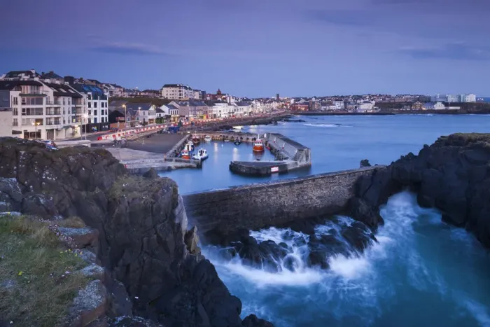 Framed Print : UK, Northern Ireland, County Londonderry, Portstewart, port view, dusk Framed Print : UK, Northern Ireland, County Londonderry, Portstewart, port view, dusk