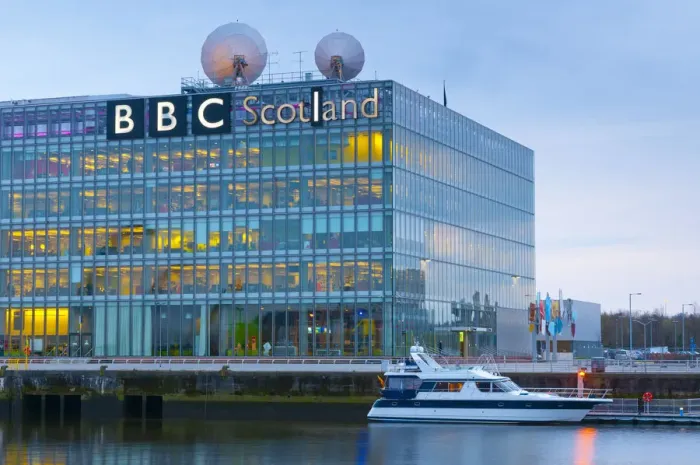Framed Print : UK, Scotland, Glasgow, BBC Scotland Headquarters on River Clyde Framed Print : UK, Scotland, Glasgow, BBC Scotland Headquarters on River Clyde