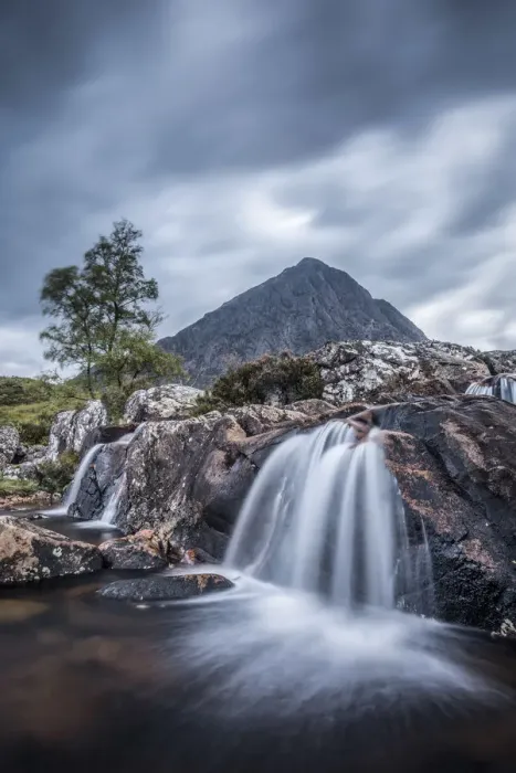 Framed Print : UK, Scotland, Highland, Glen Coe, River Coupall, Coupall Falls and Buachaille Etive Mor Framed Print : UK, Scotland, Highland, Glen Coe, River Coupall, Coupall Falls and Buachaille Etive Mor