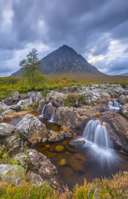 Framed Print : UK, Scotland, Highland, Glen Coe, River Coupall, Coupall Falls and Buachaille Etive Mor Framed Print : UK, Scotland, Highland, Glen Coe, River Coupall, Coupall Falls and Buachaille Etive Mor