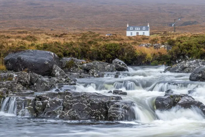 Framed Print : UK, Scotland, Highland, Isle of Skye, Sligachan, Allt Dearg Mor and Allt Dearg House Framed Print : UK, Scotland, Highland, Isle of Skye, Sligachan, Allt Dearg Mor and Allt Dearg House
