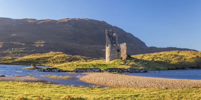 Framed Print : UK, Scotland, Highland, Sutherland, Lochinver, Loch Assynt, Ardvreck Castle Framed Print : UK, Scotland, Highland, Sutherland, Lochinver, Loch Assynt, Ardvreck Castle