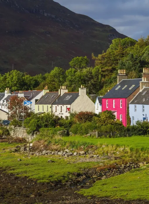 Framed Print : UK, Scotland, Highlands, View of the Dornie Village Framed Print : UK, Scotland, Highlands, View of the Dornie Village