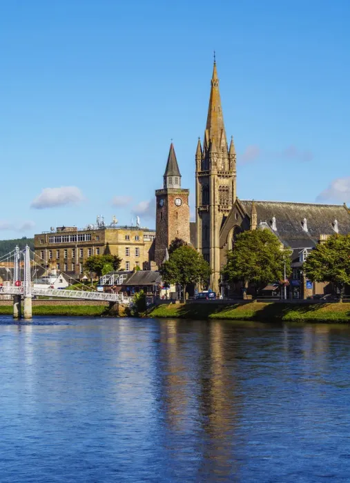Framed Print : UK, Scotland, Inverness, View of the Greig St Bridge and the Free North and the Old Framed Print : UK, Scotland, Inverness, View of the Greig St Bridge and the Free North and the Old