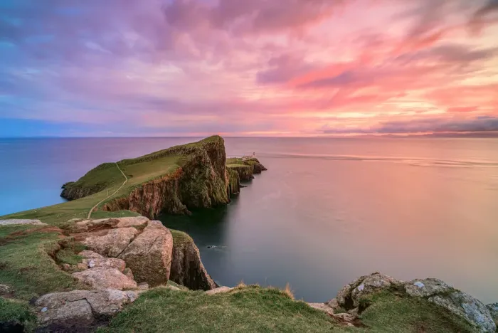 Framed Print : UK, Scotland, Isle of Skye: sunset over the Neist Point Lighthouse Framed Print : UK, Scotland, Isle of Skye: sunset over the Neist Point Lighthouse
