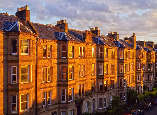 UK, Scotland, Lothian, Edinburgh, Traditional Terraced Houses on Polwarth Gardens