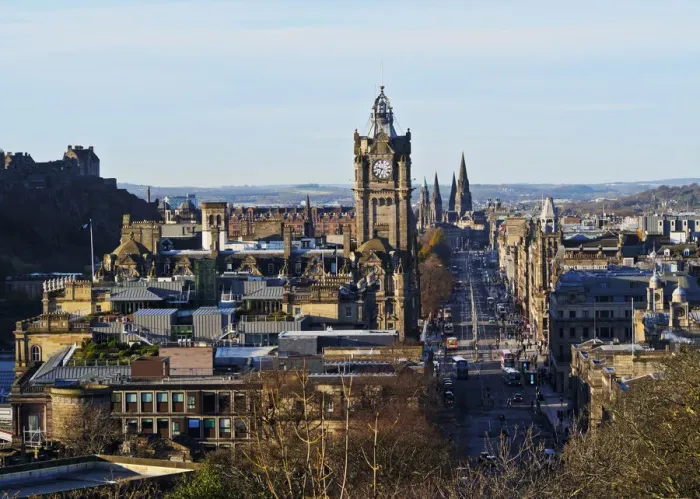 Framed Print : UK, Scotland, Lothian, Edinburgh, Calton Hill, View of the Princes Street with Framed Print : UK, Scotland, Lothian, Edinburgh, Calton Hill, View of the Princes Street with