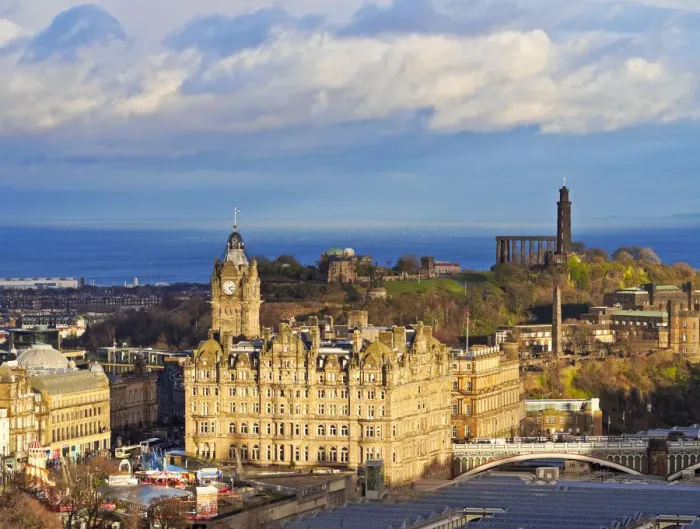 Framed Print : UK, Scotland, Lothian, Edinburgh, The Balmoral Hotel and Calton Hill viewed from Framed Print : UK, Scotland, Lothian, Edinburgh, The Balmoral Hotel and Calton Hill viewed from