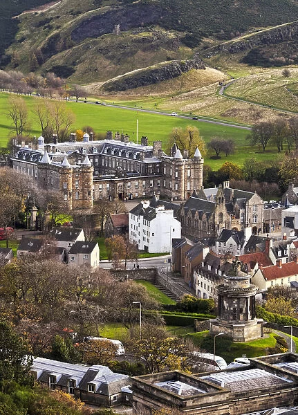 UK, Scotland, Lothian, Edinburgh, Palace of Holyroodhouse viewed from the Calton Hill