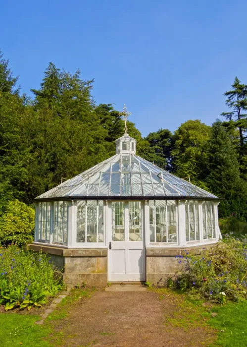 Framed Print : UK, Scotland, Lothian, Edinburgh, View of the Glasshouse in the Lauriston Castle Gardens Framed Print : UK, Scotland, Lothian, Edinburgh, View of the Glasshouse in the Lauriston Castle Gardens