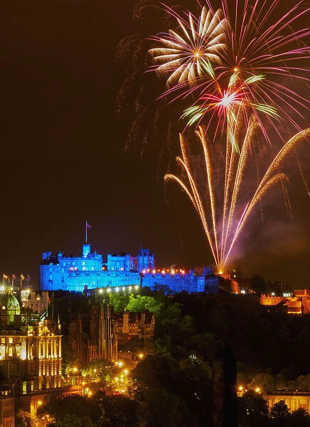 UK, Scotland, Lothian, Edinburgh, Fringe Festival Royal Military Tattoo Show Fireworks