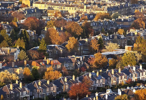 UK, Scotland, Lothian, Edinburgh, Autumn view of the residential area taken from the