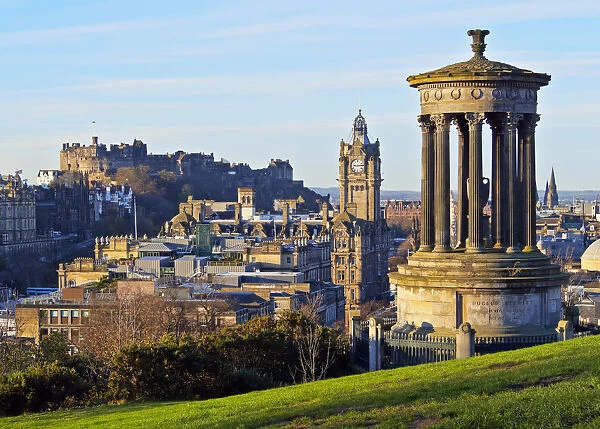 UK, Scotland, Lothian, Edinburgh, Calton Hill, View of the Dugald Stewart Monument