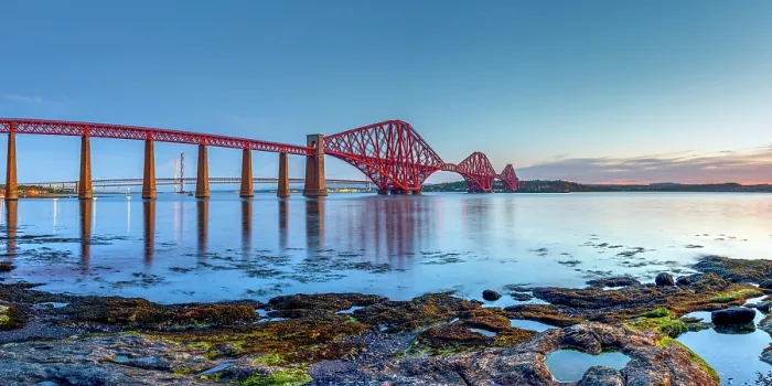 Framed Print : UK, Scotland, Lothian, Near Edinburgh, Queensferry, Forth Bridge over the Firth of Forth, Forth Road Bridge and Queensferry Crossing beyond Framed Print : UK, Scotland, Lothian, Near Edinburgh, Queensferry, Forth Bridge over the Firth of Forth, Forth Road Bridge and Queensferry Crossing beyond