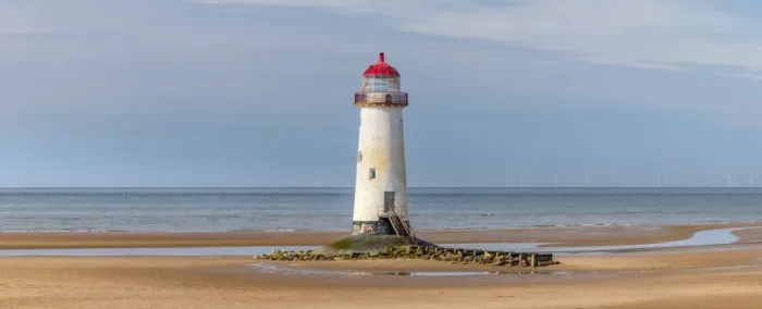 Framed Print : UK, Wales, Flintshire, Talacre, Point of Ayr, Talacre Beach, Point of Ayr Lighthouse