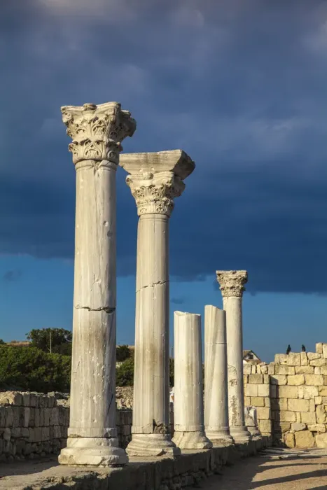 Framed Print : Ukraine, Crimea, Sevastopol, Khersoness, The columns and portico of an early Christian Framed Print : Ukraine, Crimea, Sevastopol, Khersoness, The columns and portico of an early Christian