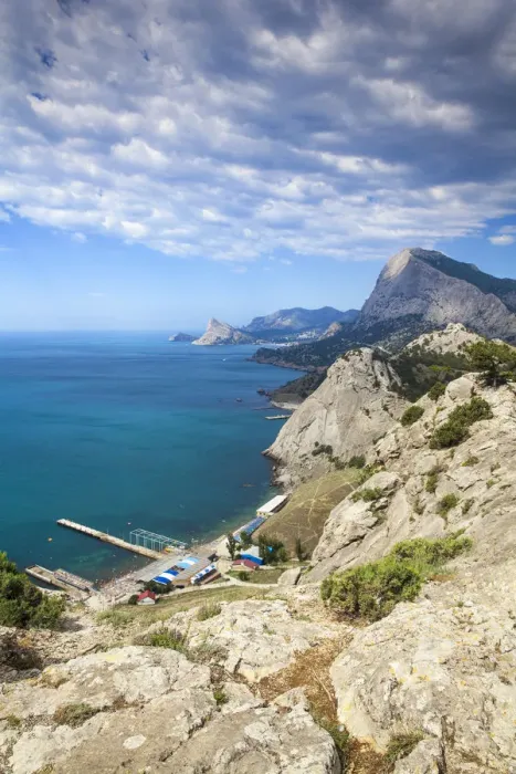 Framed Print : Ukraine, Crimea, Sudak, View of a Sudak beach, looking towards Novy Svyet Bays Framed Print : Ukraine, Crimea, Sudak, View of a Sudak beach, looking towards Novy Svyet Bays