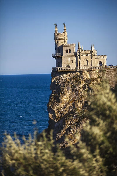 Ukraine, Crimea, Yalta, Gaspra, The Swallows Nest castle perched on Aurora Clff