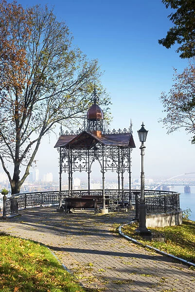Ukraine, Kyiv, Saint Volodymyr Hill Park, Overlooking The Dnieper River, Sitting Area