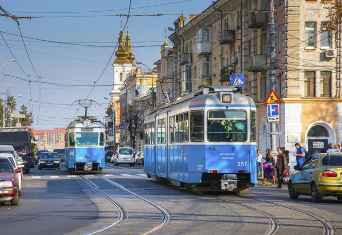Framed Print : Ukraine, Vinnytsya, Electric Commuter Trolley, Streetcar Framed Print : Ukraine, Vinnytsya, Electric Commuter Trolley, Streetcar