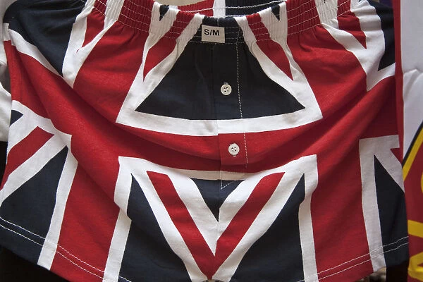 Union Jack boxer shorts, London, England